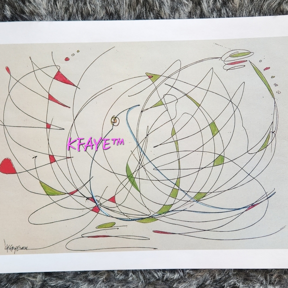 KFAYE Abstract Art Print with Pink and Green Accents